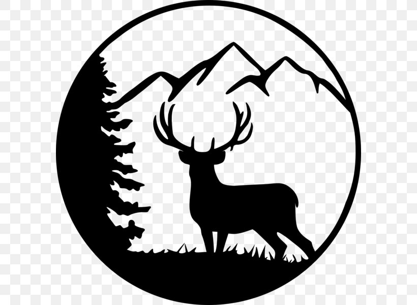 Reindeer Mule Deer Clip Art, PNG, 600x600px, Reindeer, Antler, Artwork, Black, Black And White Download Free