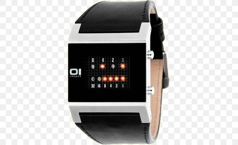 Binary Clock Watch Dial Quartz Clock, PNG, 500x500px, Binary Clock, Black Leather Strap, Brand, Clock, Dial Download Free