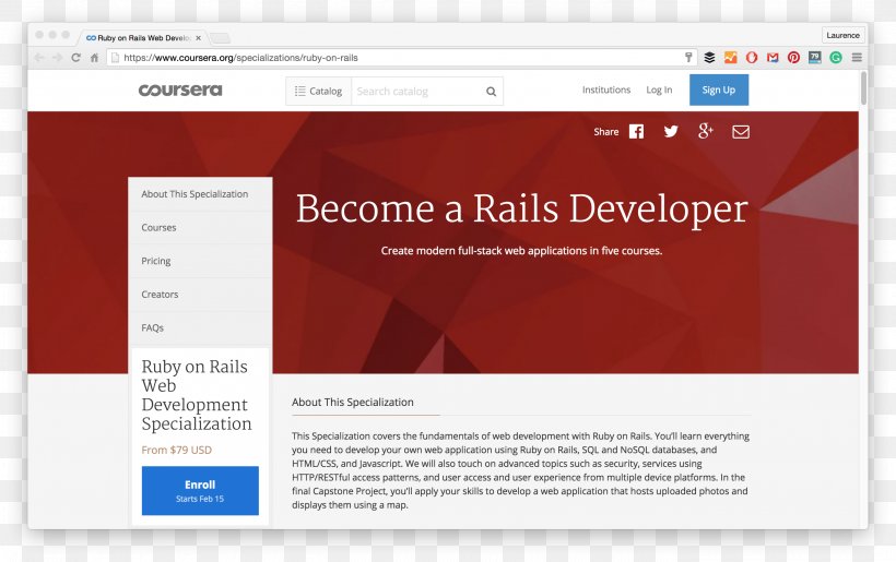 Web Development Coursera Ruby On Rails Solution Stack Computer Programming, PNG, 2728x1714px, Web Development, Brand, Computer Programming, Computer Software, Coursera Download Free