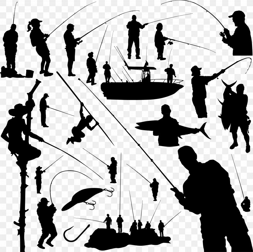 Fishing Rod Fisherman Clip Art, PNG, 2641x2634px, Fishing, Black And White, Centerpin Fishing, Communication, Fisherman Download Free