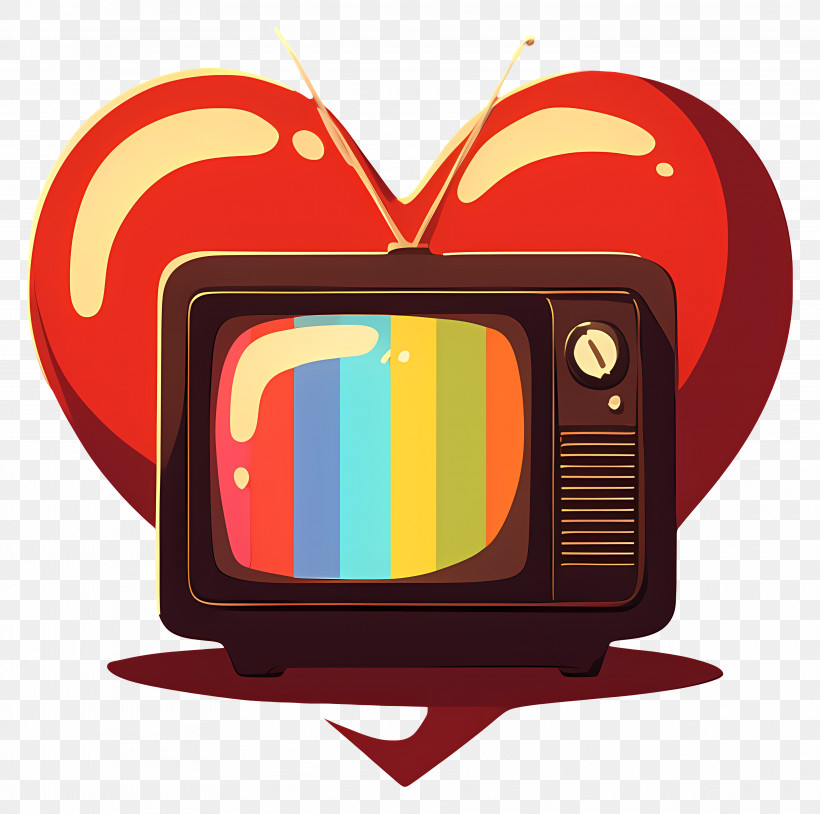 World Television Day - Retro Television With Heart Background PNG