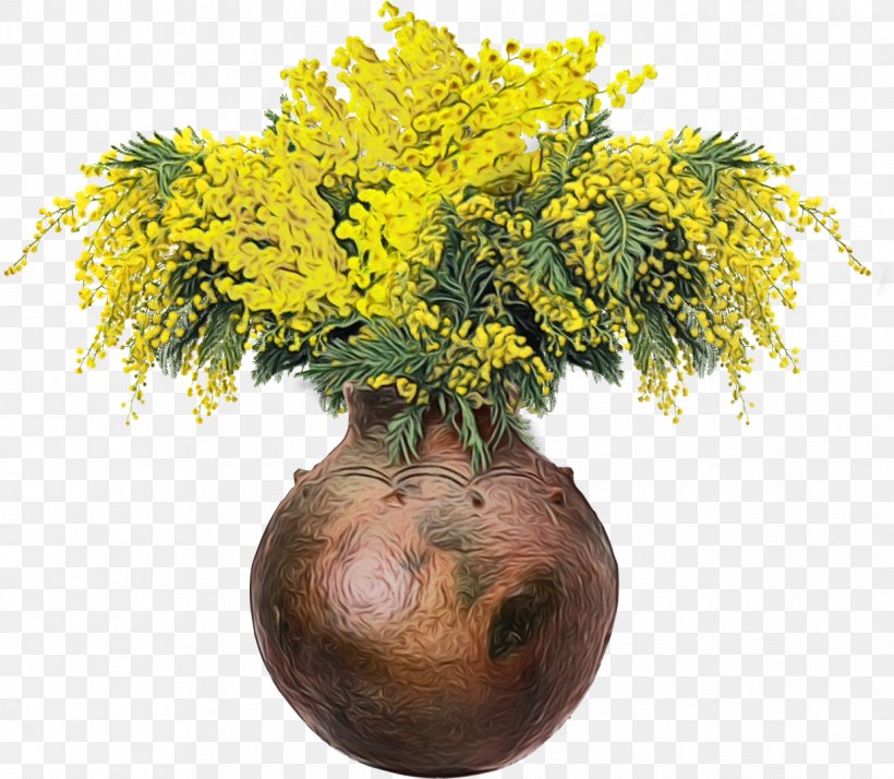 Flower Yellow Plant Vase Tree, PNG, 1239x1080px, Watercolor, Artifact, Cut Flowers, Flower, Flowering Plant Download Free