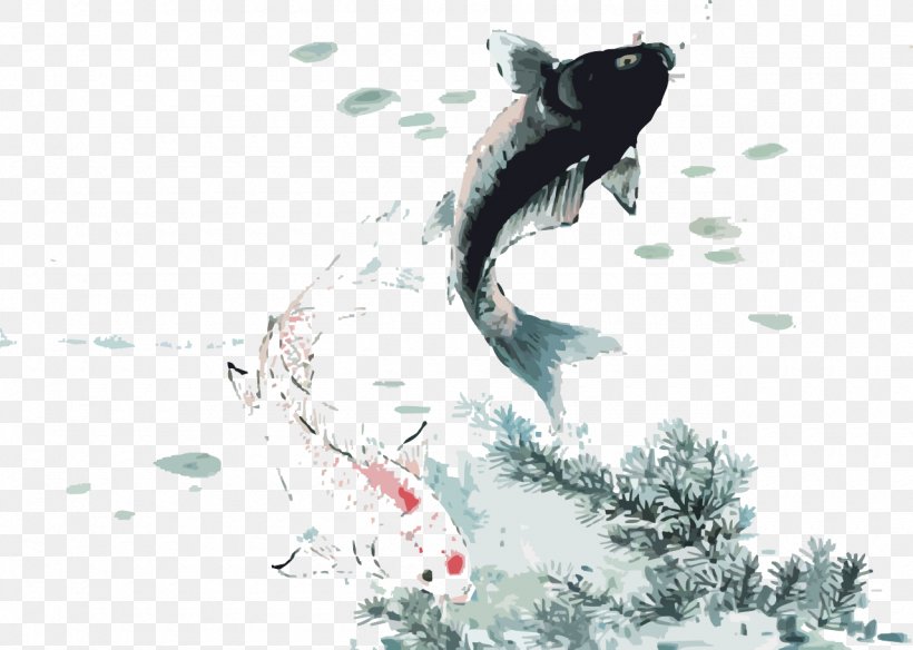 Ink Wash Painting Koi Image Art, PNG, 1280x912px, Ink Wash Painting, Art, Bagua, Common Carp, Extreme Sport Download Free
