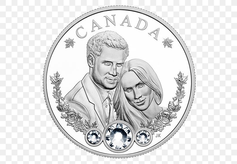 Wedding Of Prince Harry And Meghan Markle Canada Coin, PNG, 570x570px, Prince Harry, Black And White, Canada, Coin, Commemorative Coin Download Free