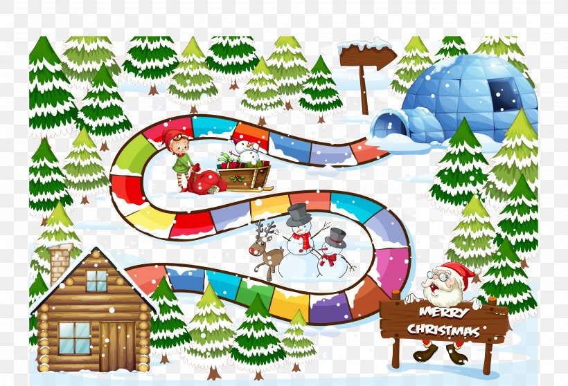 Santa Claus Igloo Christmas Board Game Illustration, PNG, 3923x2670px, Santa Claus, Advent Calendar, Area, Art, Board Game Download Free