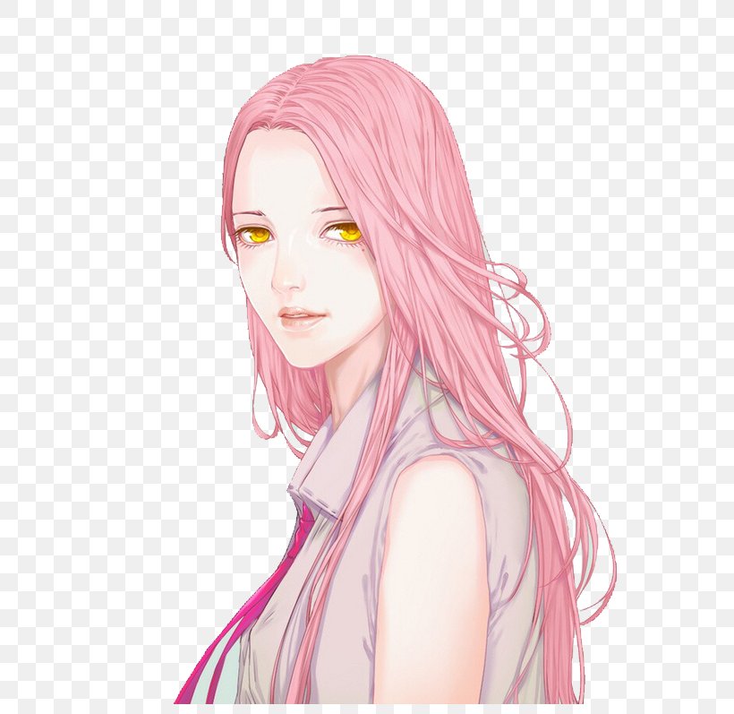 Hair Coloring Portrait -m- Forehead Long Hair, PNG, 658x797px, Watercolor, Cartoon, Flower, Frame, Heart Download Free