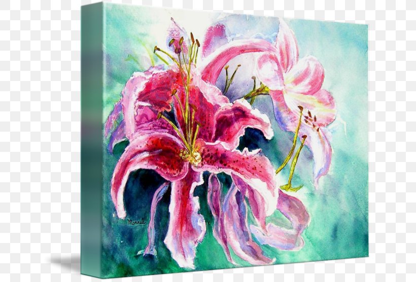 Floral Design Lilium Lily 'Stargazer' Flower Painting, PNG, 650x557px, Floral Design, Acrylic Paint, Amaryllis, Amaryllis Family, Art Download Free