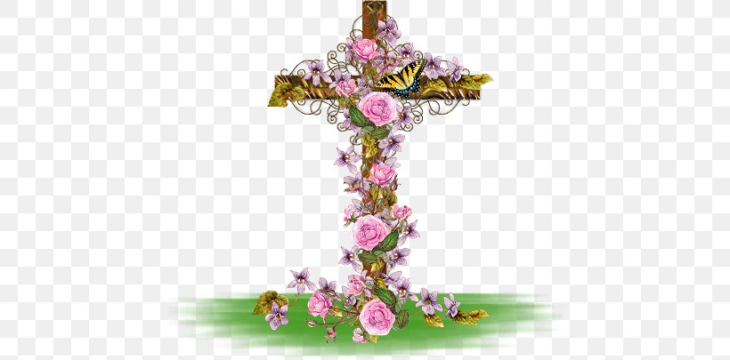 Easter Bunny Christmas Flower Clip Art, PNG, 444x405px, Easter, Artificial Flower, Blessing, Blessing Cross, Christian Cross Download Free