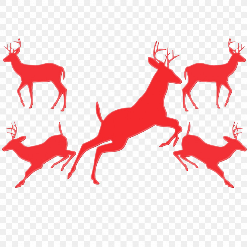 Reindeer, PNG, 1100x1100px, Watercolor, Deer, Fawn, Holiday Ornament, Paint Download Free