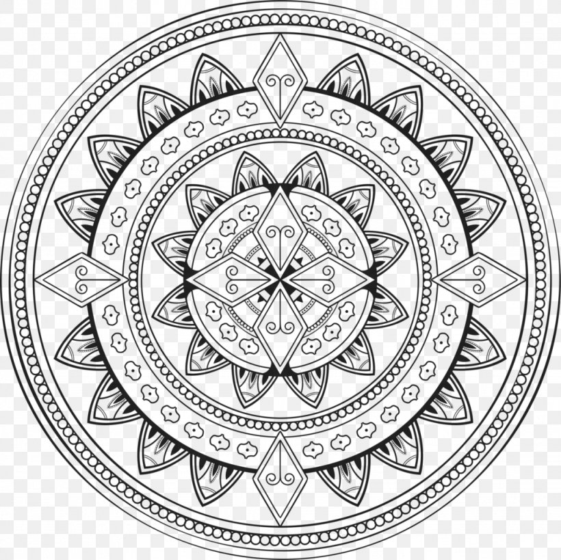 Mandala Buddhism Ornament Symbol, PNG, 1024x1022px, Mandala, Area, Art, Black And White, Buddhism Download Free