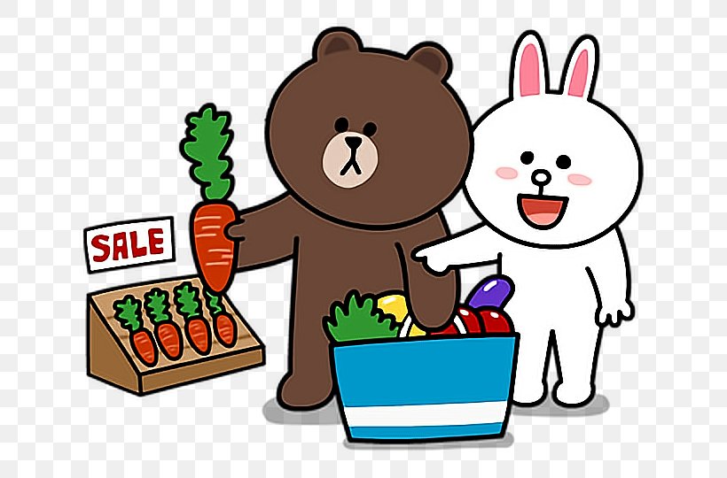 Brown Bear Sticker Line Friends Rabbit, PNG, 732x540px, Brown Bear, Artwork, Bear, Emoji, Food Download Free