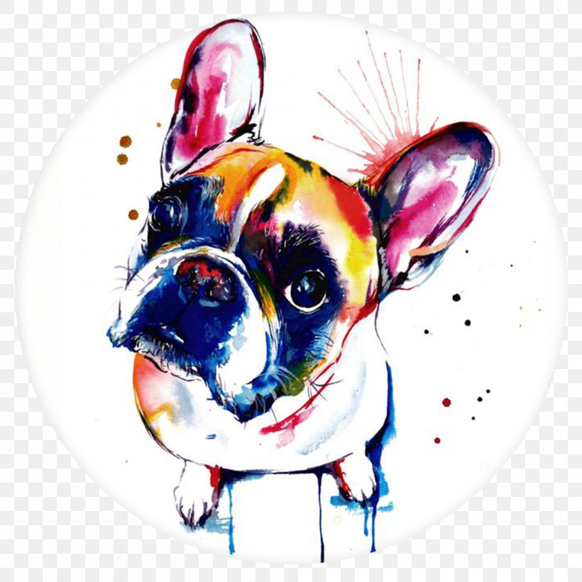 French Bulldog Pit Bull Boston Terrier Watercolor Painting, PNG, 1000x1000px, French Bulldog, Abstract Art, Art, Boston Terrier, Bulldog Download Free