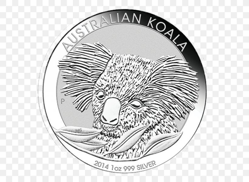 Perth Mint Koala Bullion Coin Australian Silver Kookaburra Silver Coin, PNG, 601x600px, Perth Mint, Australia, Australian Silver Kookaburra, Beaver, Black And White Download Free