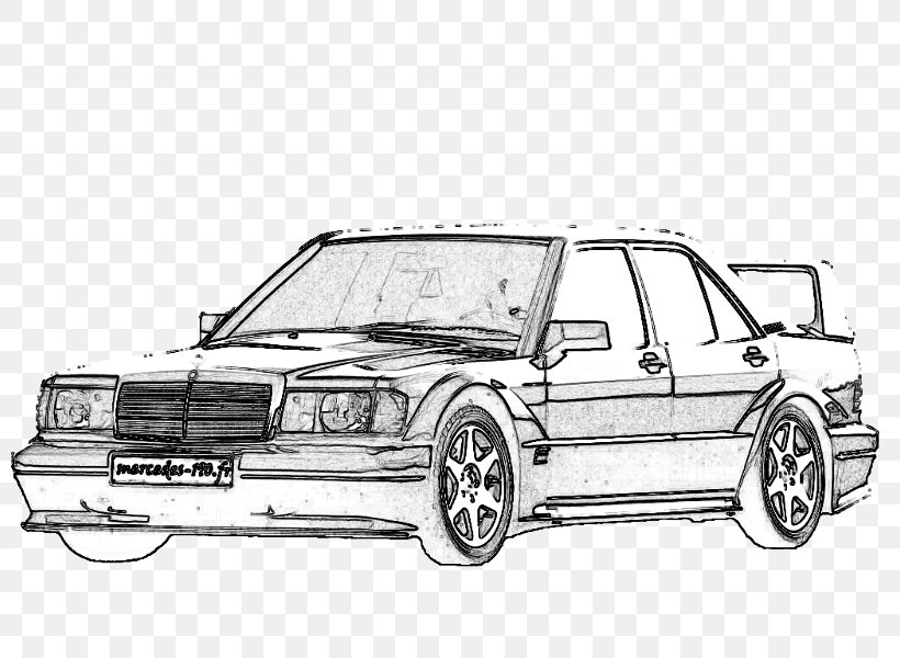 Mercedes-Benz W201 Compact Car Mid-size Car, PNG, 800x600px, Mercedesbenz W201, Automotive Design, Automotive Exterior, Black And White, Bumper Download Free
