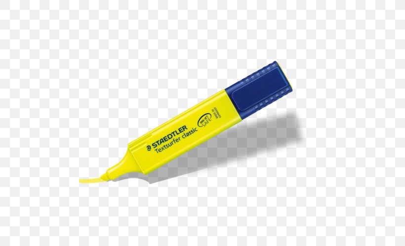 Yellow Paper Highlighter Staedtler Marker Pen, PNG, 500x500px, Yellow, Color, Eraser, Fluorescence, Hardware Download Free