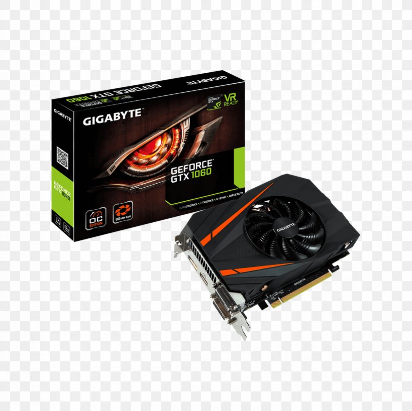 Graphics Cards & Video Adapters NVIDIA GeForce GTX 1060 GDDR5 SDRAM Gigabyte Technology 英伟达精视GTX, PNG, 1224x1224px, Graphics Cards Video Adapters, Computer Component, Computer Cooling, Displayport, Electronic Device Download Free