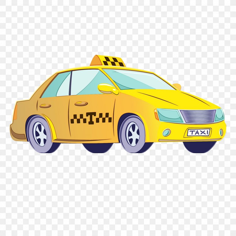 Land Vehicle Vehicle Car Taxi Yellow, PNG, 2048x2048px, Watercolor, Car, Compact Car, Land Vehicle, Model Car Download Free