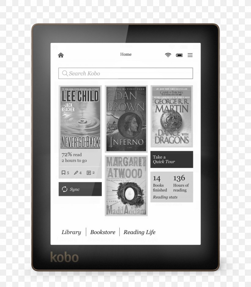 Kobo Aura HD Kobo Glo Amazon.com Sony Reader, PNG, 896x1024px, Kobo Aura, Amazon Kindle, Amazoncom, Black And White, Brand Download Free
