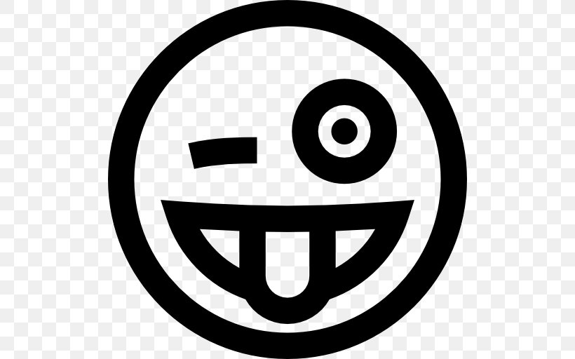 Emoticon Smiley Wink, PNG, 512x512px, Emoticon, Area, Black And White, Emoji, Face Download Free