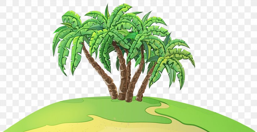 Cartoon Palm Tree, PNG, 3000x1549px, Watercolor, Arbor Day, Arecales, Botany, Child Download Free