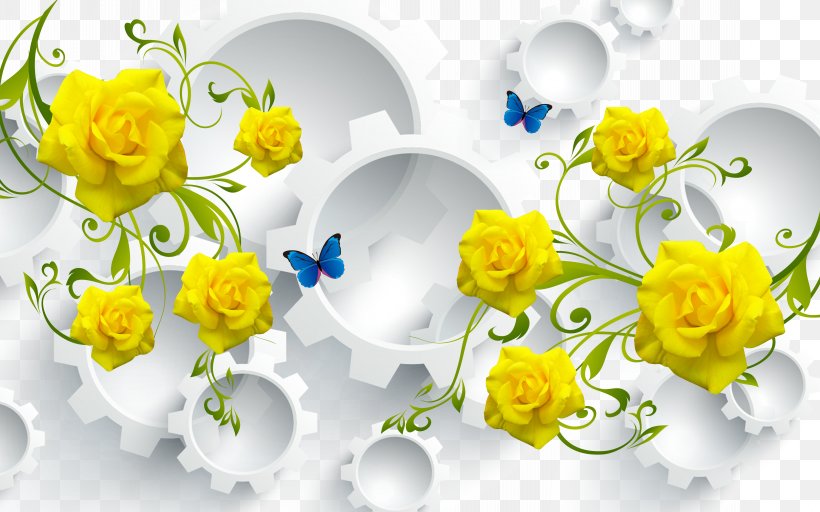 Painting Mural Poster Three-dimensional Space, PNG, 9071x5669px, Painting, Art, Cut Flowers, Decorative Arts, Flora Download Free