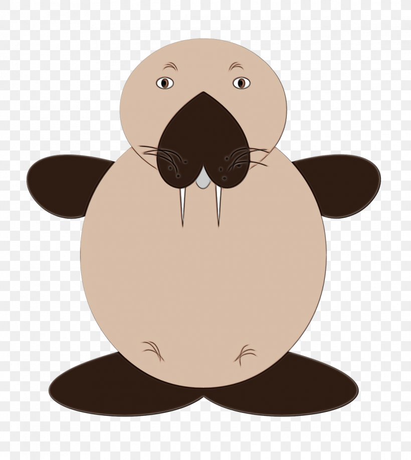 Cartoon Marine Mammal Walrus Nose Brown, PNG, 1144x1280px, Watercolor, Beaver, Brown, Cartoon, Earless Seal Download Free