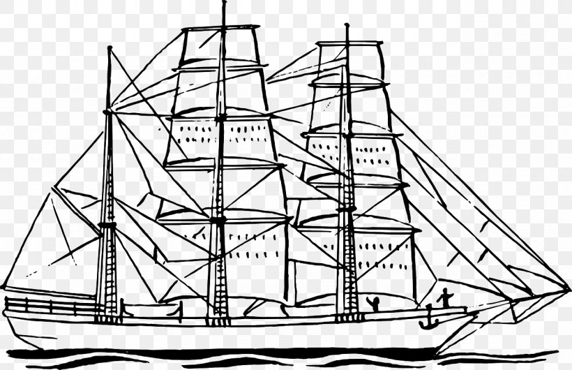 Barque Sailing Ship Clip Art, PNG, 1280x828px, Barque, Artwork, Baltimore Clipper, Barquentine, Black And White Download Free