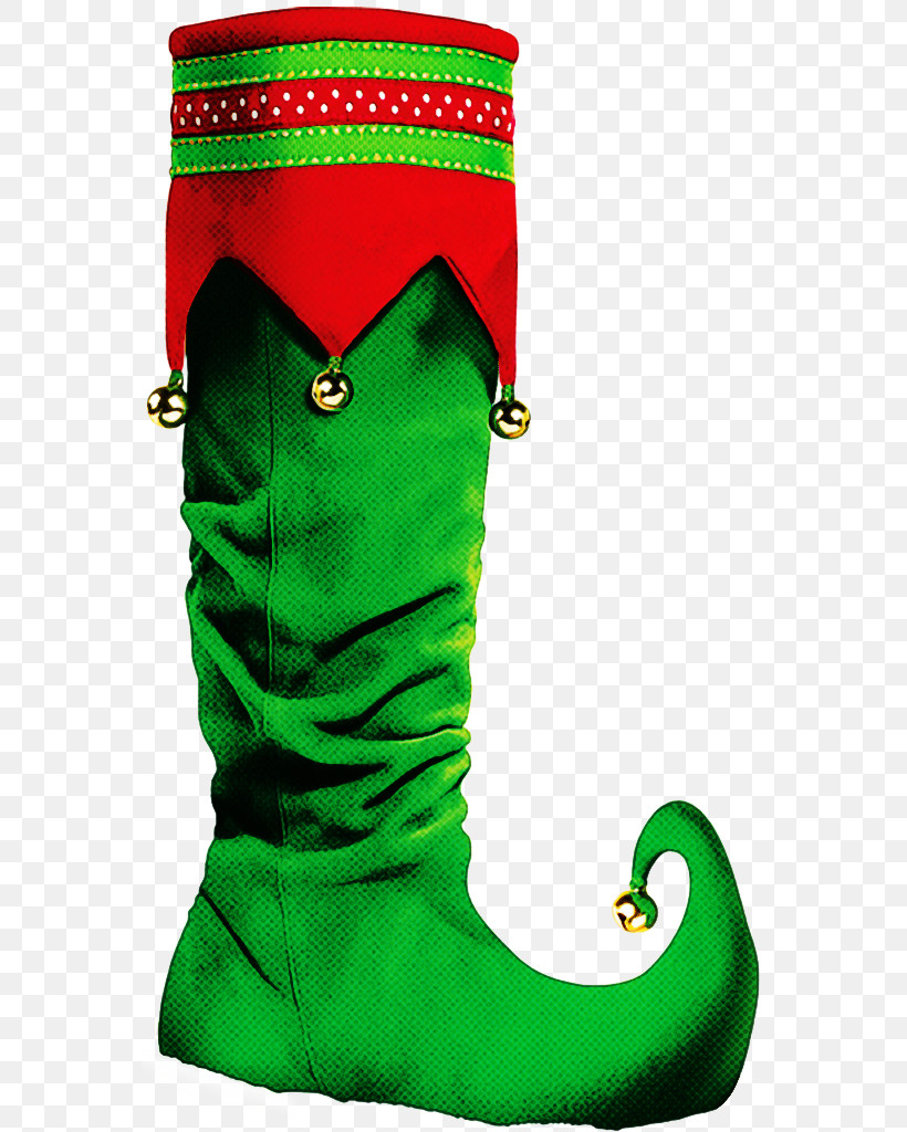 Christmas Stocking, PNG, 564x1024px, Green, Boot, Christmas Decoration, Christmas Stocking, Costume Accessory Download Free