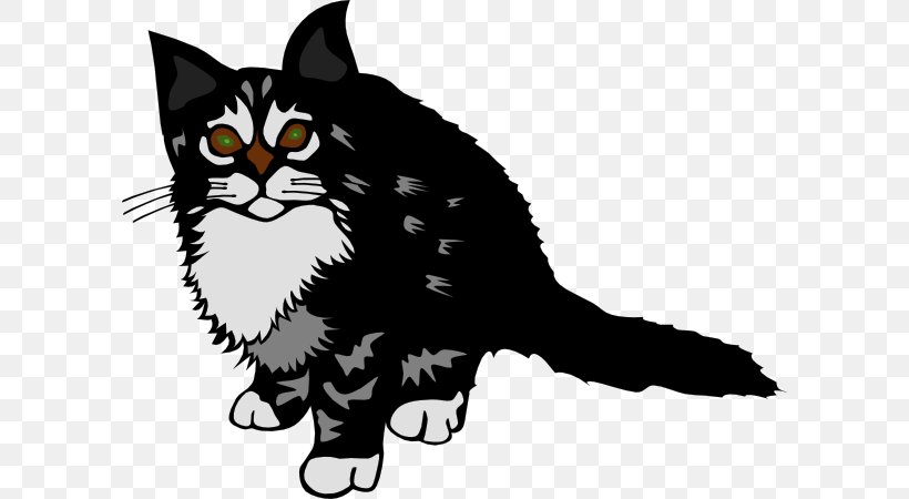 Kitten Cat Free Content Clip Art, PNG, 600x450px, Kitten, American Wirehair, Black, Black And White, Black Cat Download Free