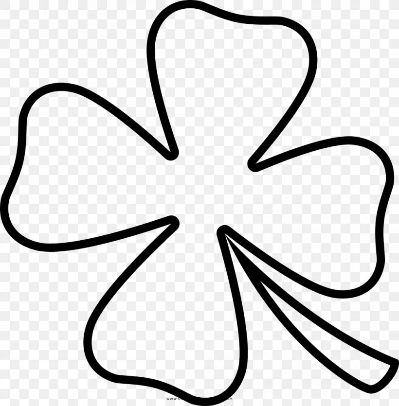 Four-leaf Clover Drawing Coloring Book, PNG, 1000x1019px, Fourleaf Clover, Area, Artwork, Black And White, Clover Download Free