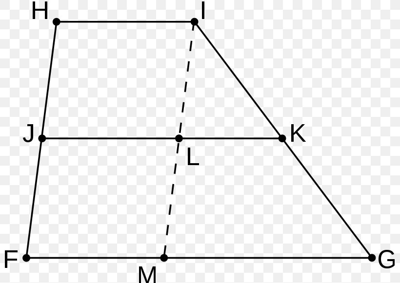 Midpoint Trapezoid Shape Triangle, PNG, 800x581px, Midpoint, Area, Black And White, Diagram, Geometry Download Free