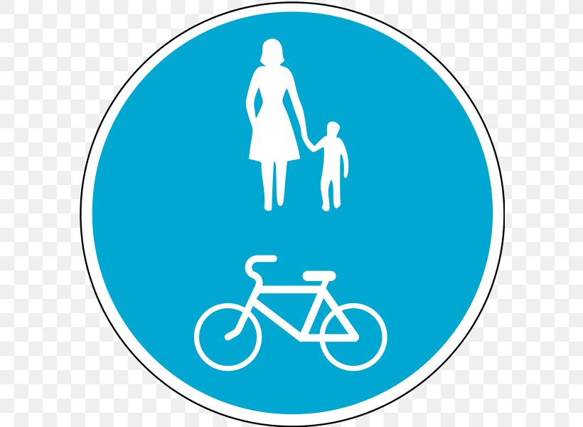 Traffic Sign Bicycle Road Pedestrian, PNG, 600x600px, Traffic Sign, Area, Bicycle, Blue, Brand Download Free