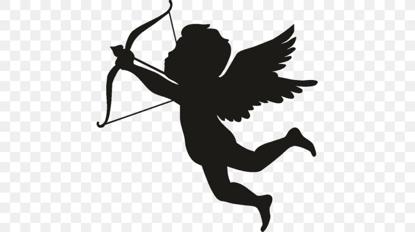 Cupid Silhouette Clip Art, PNG, 458x458px, Cupid, Art, Black And White, Fictional Character, Joint Download Free