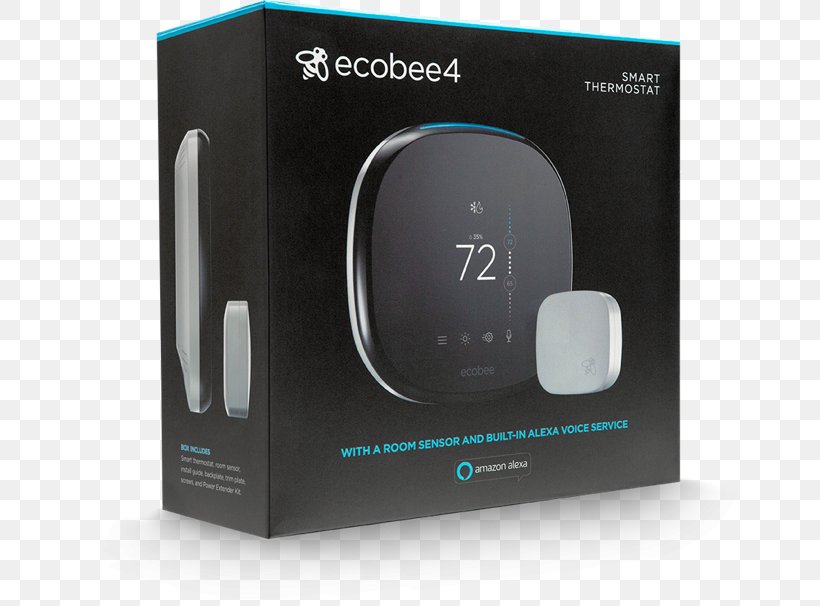 Ecobee Ecobee4 Smart Thermostat Home Automation Kits, PNG, 680x606px, Ecobee Ecobee4, Amazon Alexa, Amazoncom, Audio, Audio Equipment Download Free