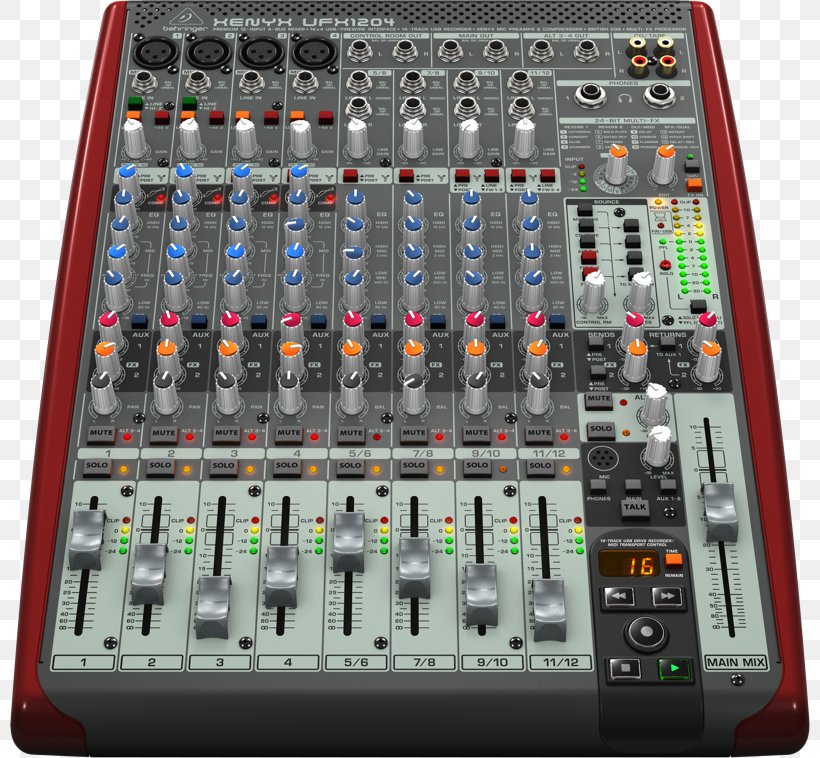 Microphone Behringer Xenyx UFX1204 Audio Mixers Behringer Mixer Xenyx Behringer Xenyx X1204USB, PNG, 800x758px, Microphone, Audio, Audio Equipment, Audio Mixers, Behringer Download Free
