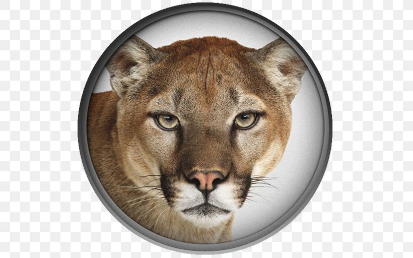 OS X Mountain Lion MacOS Mac OS X Lion Apple, PNG, 512x512px, Os X Mountain Lion, Apple, Big Cats, Carnivoran, Cat Like Mammal Download Free