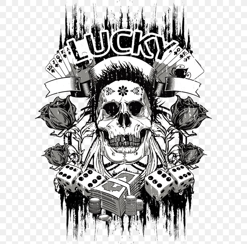 T-shirt Skull Stock Photography Royalty-free, PNG, 588x809px, Tshirt, Art, Black And White, Bone, Fictional Character Download Free