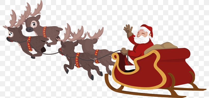Reindeer Santa Claus Sled Clip Art, PNG, 800x386px, Reindeer, Animation, Christmas, Christmas Decoration, Christmas Gift Download Free