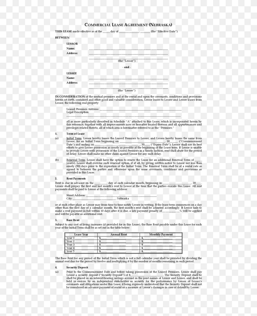 Document Net Lease Contract Rental Agreement, PNG, 612x1008px, Document, Area, Black And White, Commercial Property, Contract Download Free