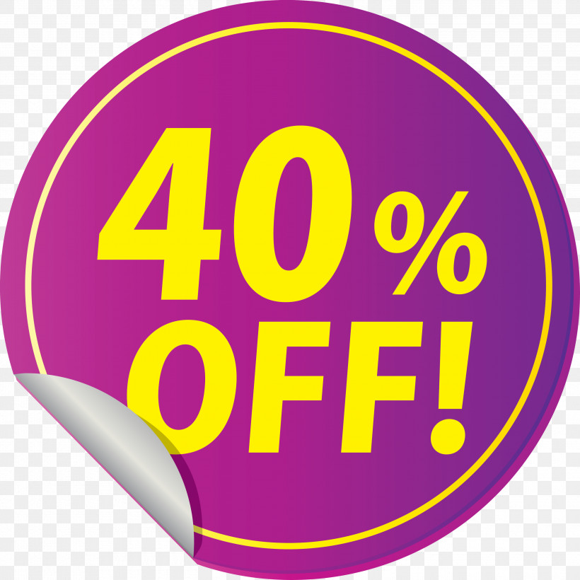 Discount Tag With 40% Off Discount Tag Discount Label, PNG, 3000x3000px, Discount Tag With 40 Off, Analytic Trigonometry And Conic Sections, Area, Circle, Discount Label Download Free