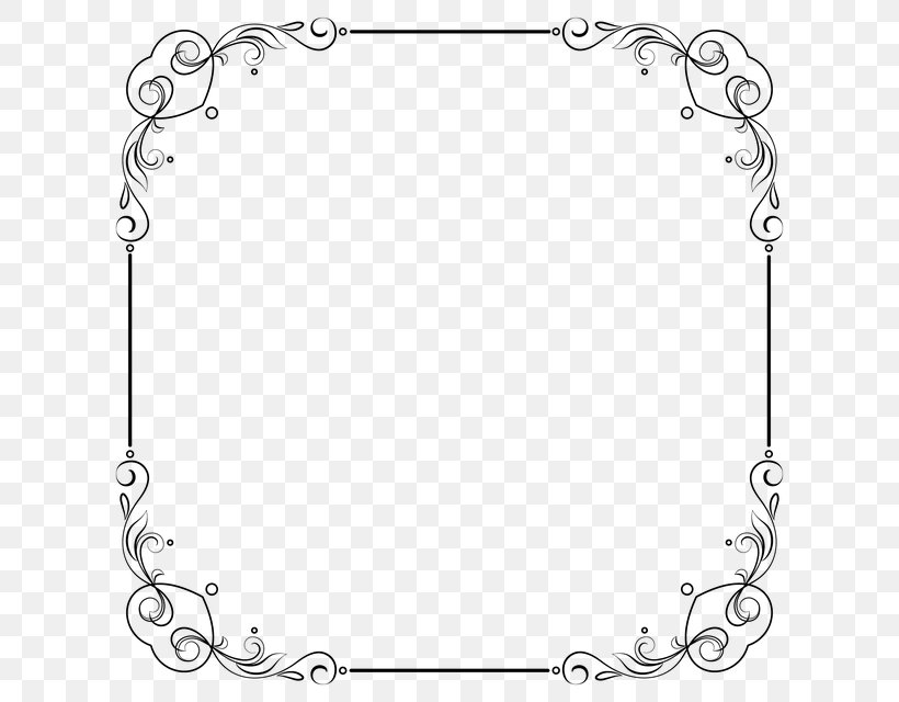 Picture Frames Clip Art, PNG, 640x640px, Picture Frames, Area, Black And White, Body Jewelry, Border Download Free