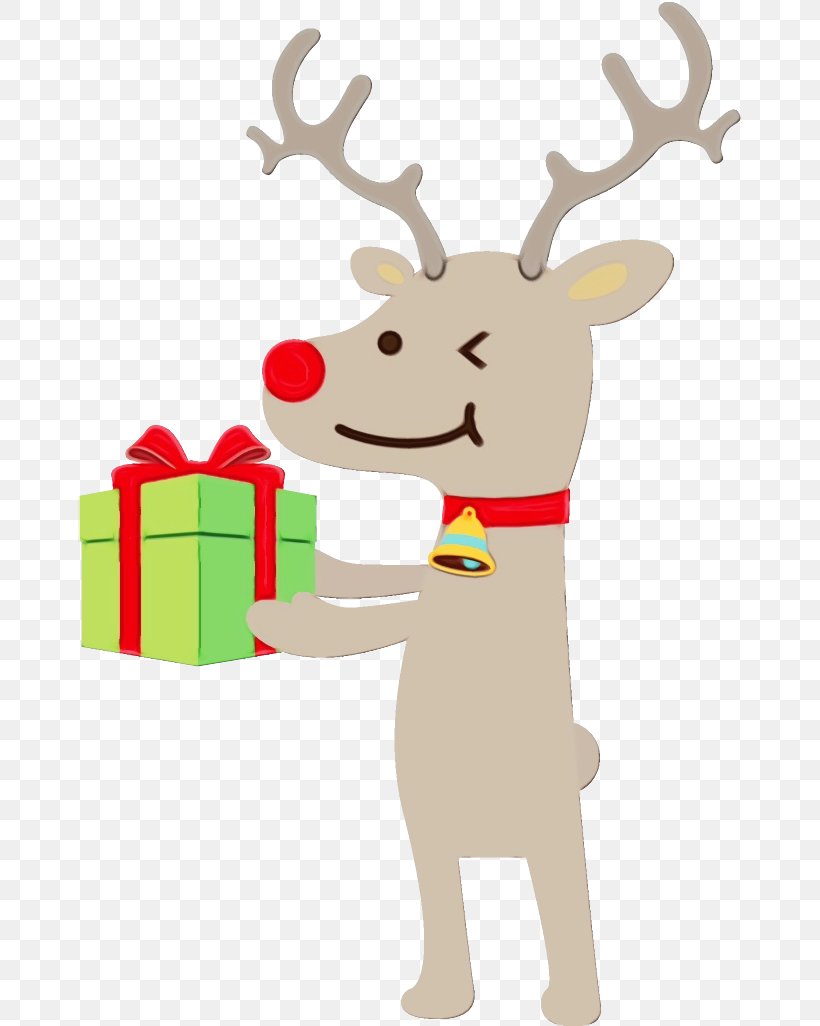 Reindeer, PNG, 664x1026px, Watercolor, Antler, Cartoon, Deer, Elk Download Free