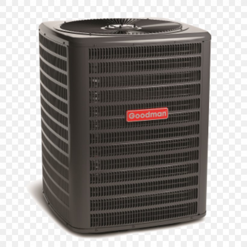 Heat Pump Seasonal Energy Efficiency Ratio Air Conditioning Goodman Manufacturing Condenser, PNG, 1200x1200px, Heat Pump, Air Conditioning, Central Heating, Condenser, Efficiency Download Free