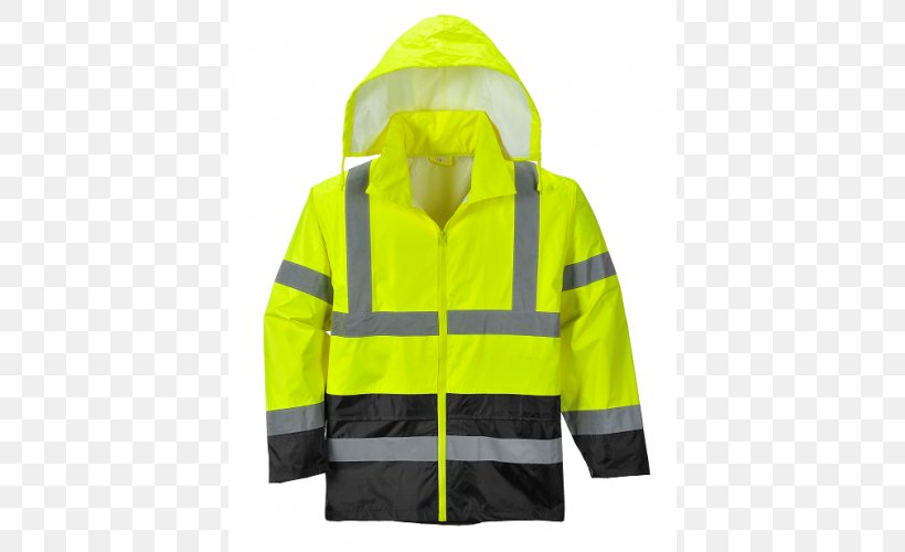 T-shirt High-visibility Clothing Portwest Raincoat, PNG, 500x500px, Tshirt, Clothing, Coat, Flight Jacket, Handbag Download Free