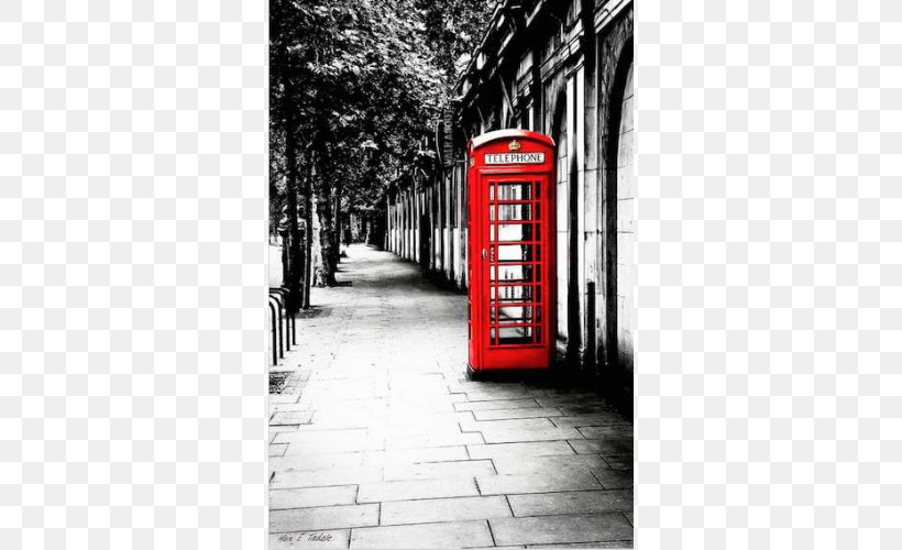 London Red Telephone Box Telephone Booth Art Canvas Print, PNG, 500x500px, London, Art, Black And White, Canvas, Canvas Print Download Free