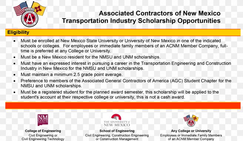 Scholarship Civil Engineering New Mexico State University Web Page Associated Contractors, PNG, 2511x1462px, Scholarship, American College Of Nurse Midwives, Area, Brand, Civil Engineering Download Free