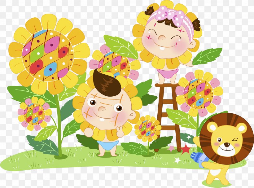 Common Sunflower Floral Design Pediatrics Child Illustration, PNG, 2172x1608px, Common Sunflower, Art, Child, Creative Arts, Cut Flowers Download Free