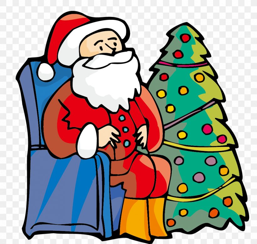 Santa Claus Christmas Tree Illustration, PNG, 1016x962px, Santa Claus, Art, Artwork, Cartoon, Child Download Free