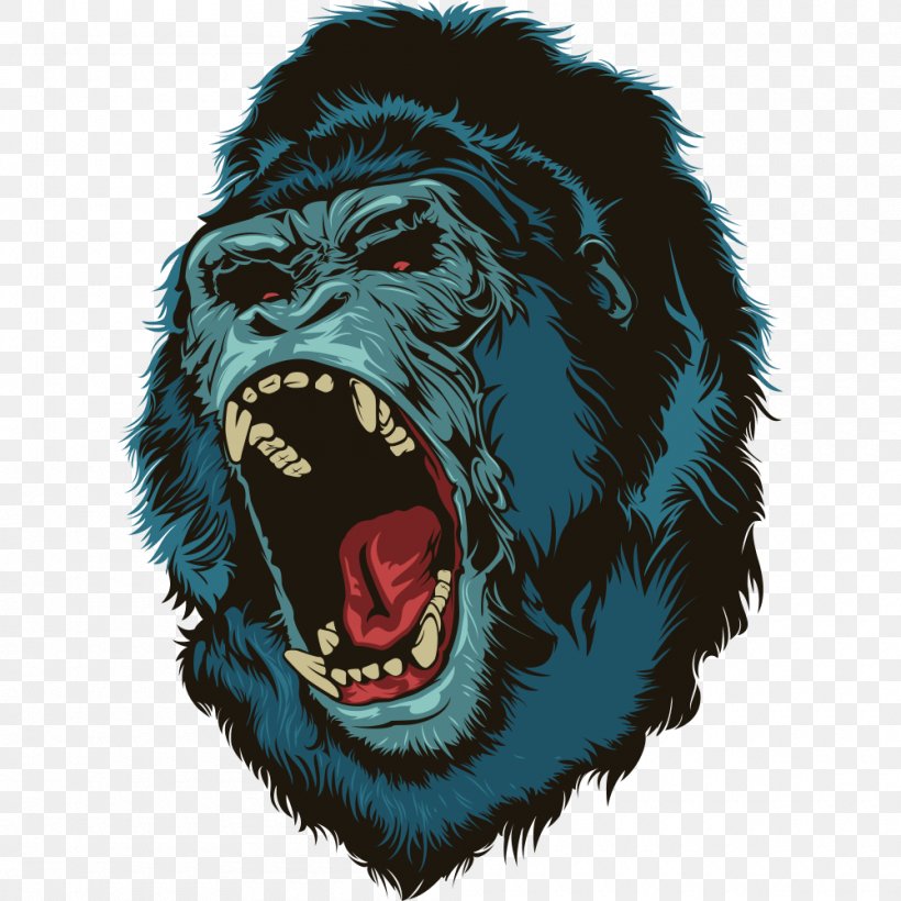 Western Gorilla Ape Illustration, PNG, 1000x1000px, Gorilla, Anger, Ape