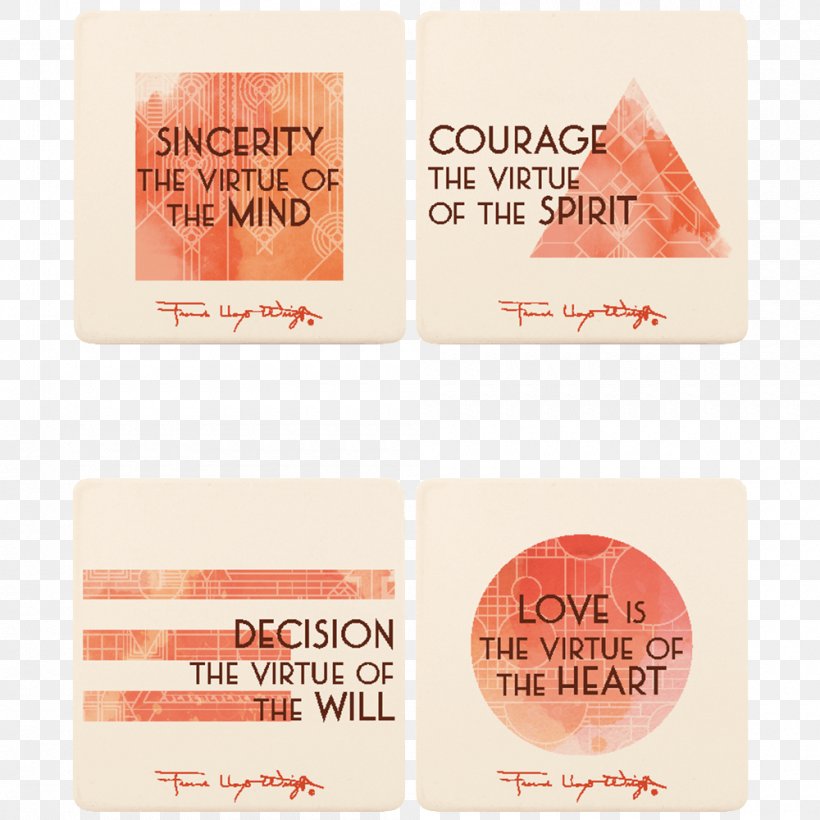 Coasters Gift Frank Lloyd Wright Font, PNG, 1000x1000px, Coasters, Frank Lloyd Wright, Gift, Label, Peach Download Free
